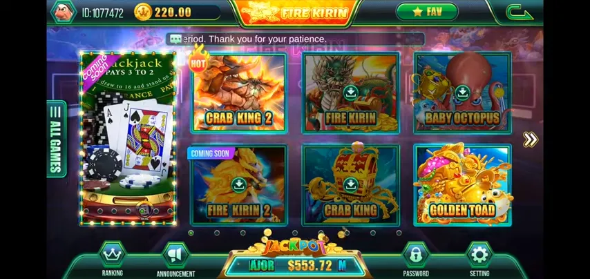 Fire Kirin Main Games